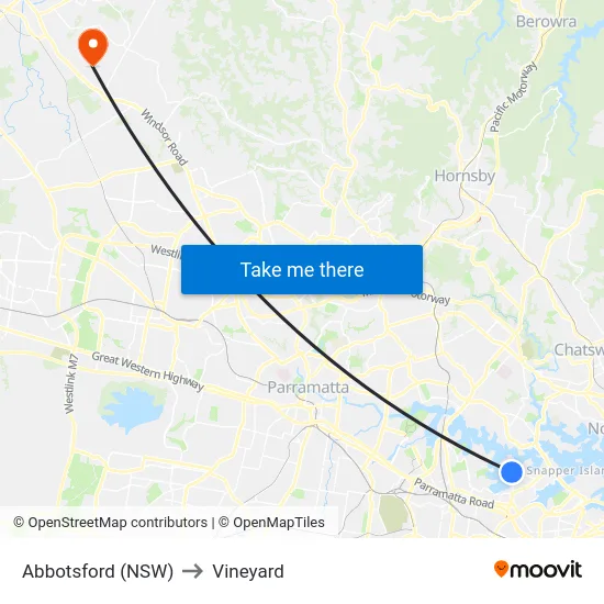 Abbotsford (NSW) to Vineyard map