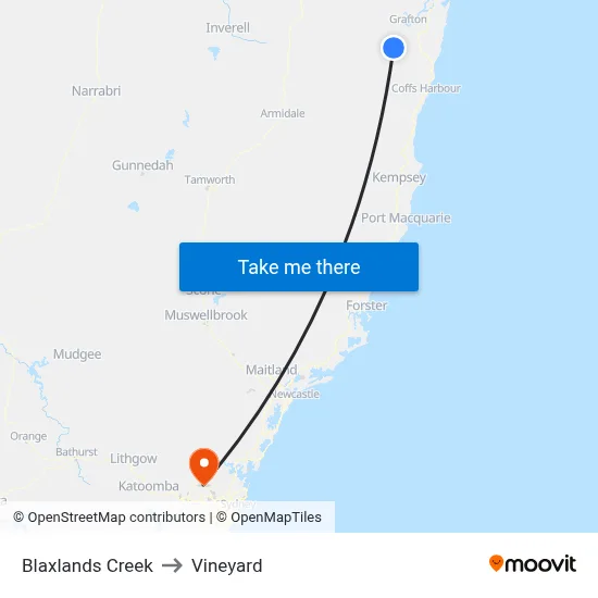 Blaxlands Creek to Vineyard map