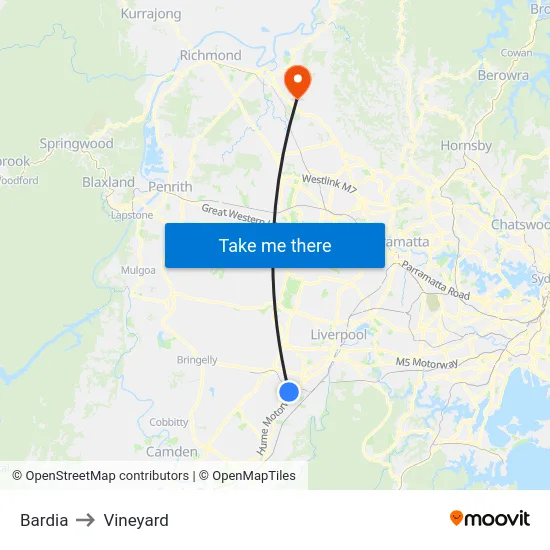 Bardia to Vineyard map