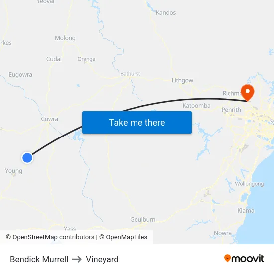 Bendick Murrell to Vineyard map