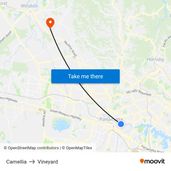 Camellia to Vineyard map