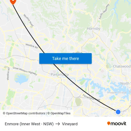 Enmore (Inner West - NSW) to Vineyard map
