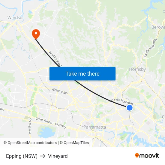 Epping (NSW) to Vineyard map
