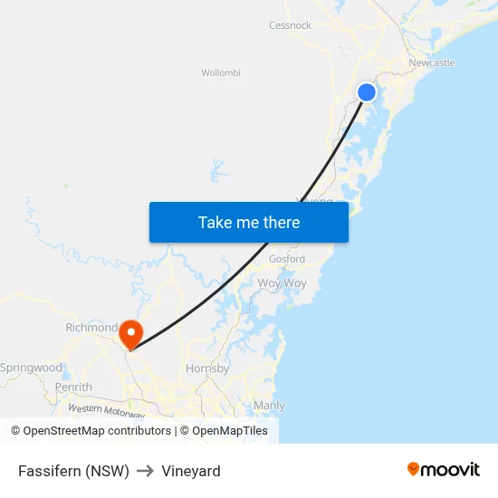 Fassifern (NSW) to Vineyard map
