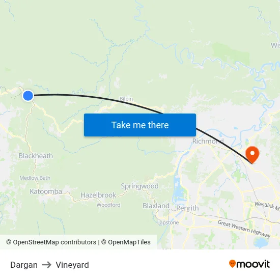 Dargan to Vineyard map