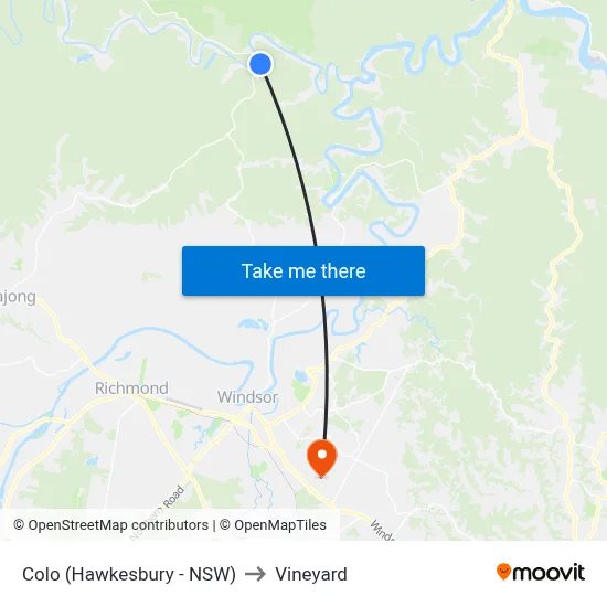 Colo (Hawkesbury - NSW) to Vineyard map