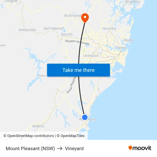 Mount Pleasant (NSW) to Vineyard map