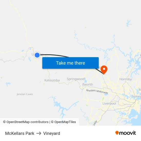 McKellars Park to Vineyard map