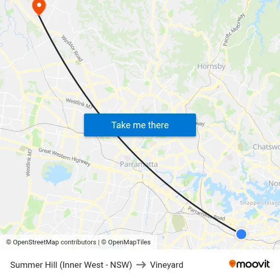 Summer Hill (Inner West - NSW) to Vineyard map