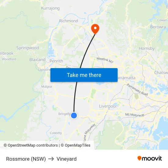 Rossmore (NSW) to Vineyard map