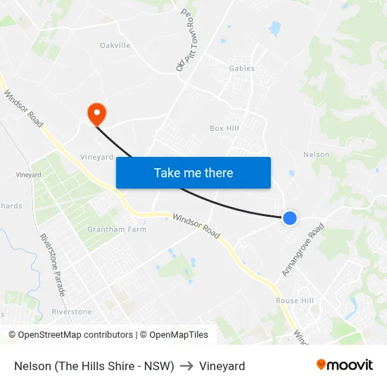 Nelson (The Hills Shire - NSW) to Vineyard map