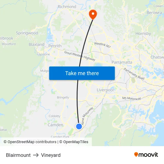 Blairmount to Vineyard map