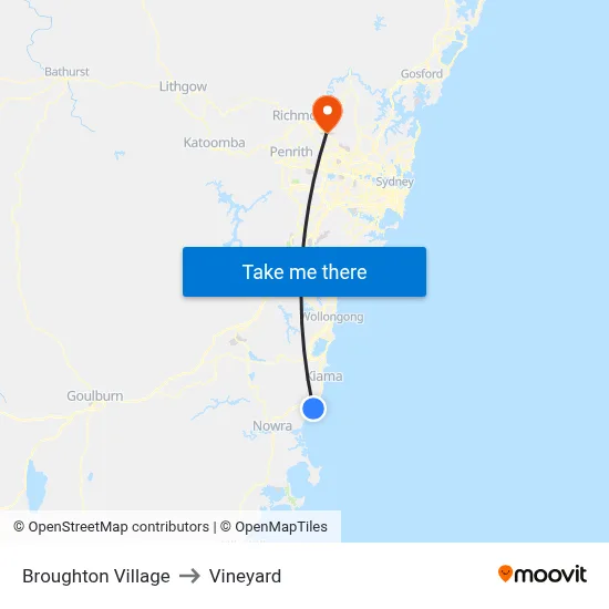 Broughton Village to Vineyard map