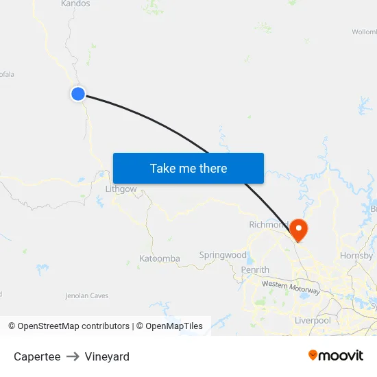 Capertee to Vineyard map
