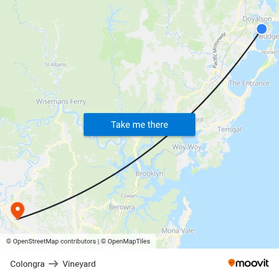 Colongra to Vineyard map