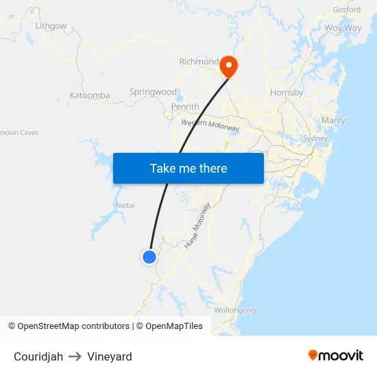 Couridjah to Vineyard map