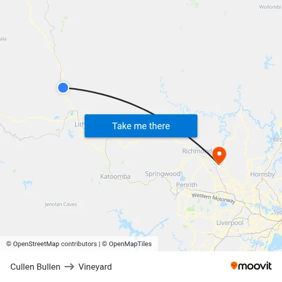 Cullen Bullen to Vineyard map