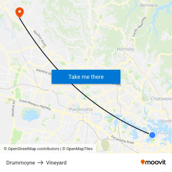 Drummoyne to Vineyard map