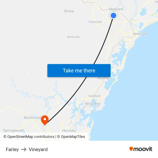 Farley to Vineyard map