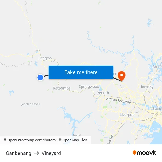 Ganbenang to Vineyard map