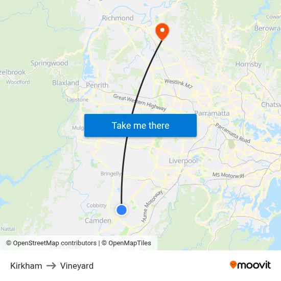 Kirkham to Vineyard map