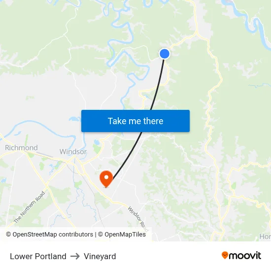 Lower Portland to Vineyard map