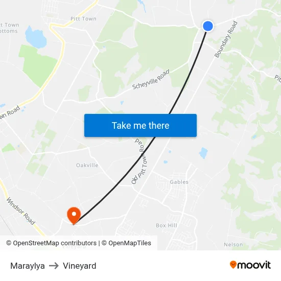 Maraylya to Vineyard map