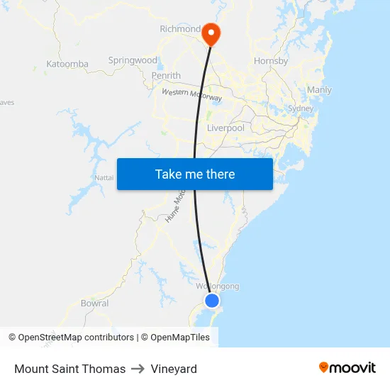 Mount Saint Thomas to Vineyard map