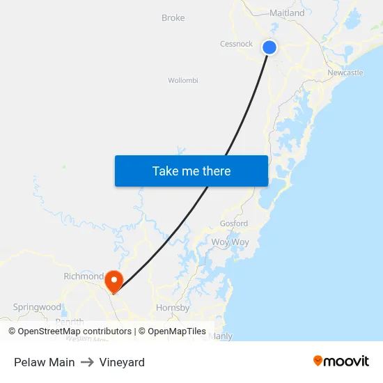 Pelaw Main to Vineyard map