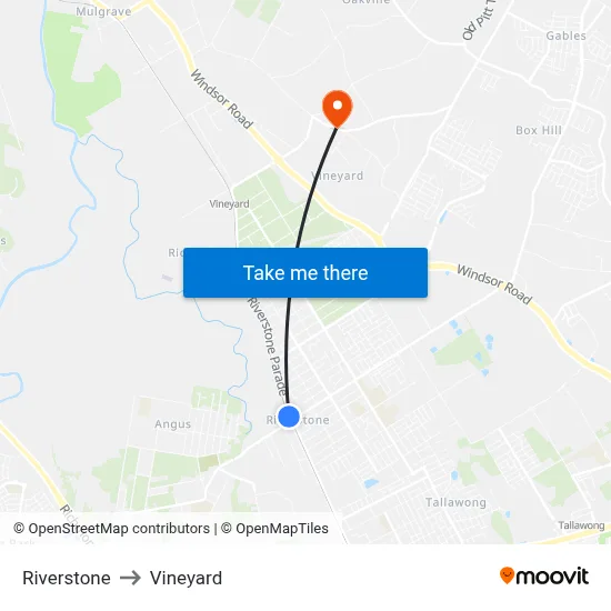 Riverstone to Vineyard map