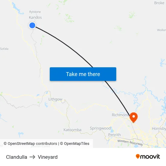 Clandulla to Vineyard map