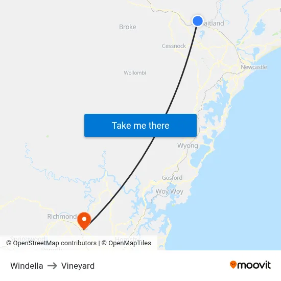 Windella to Vineyard map