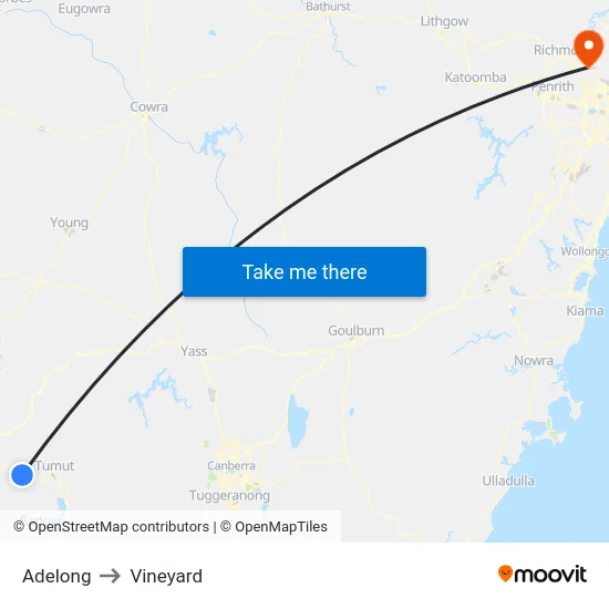 Adelong to Vineyard map