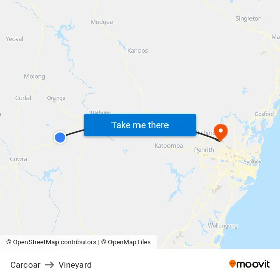 Carcoar to Vineyard map