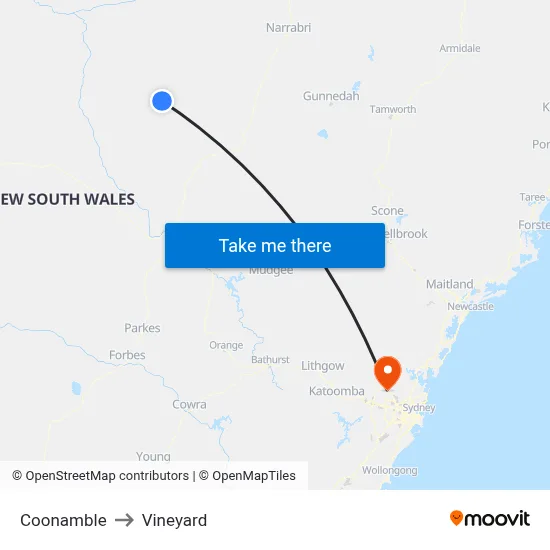 Coonamble to Vineyard map