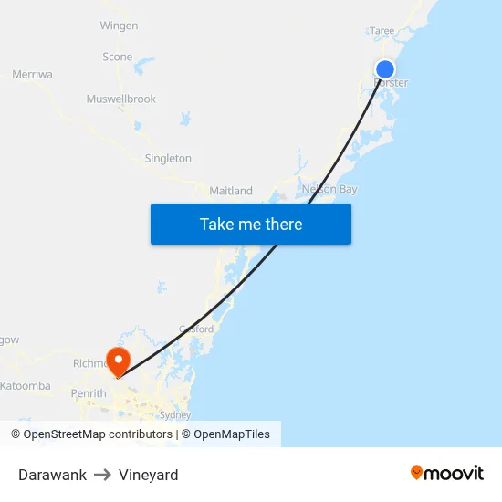 Darawank to Vineyard map