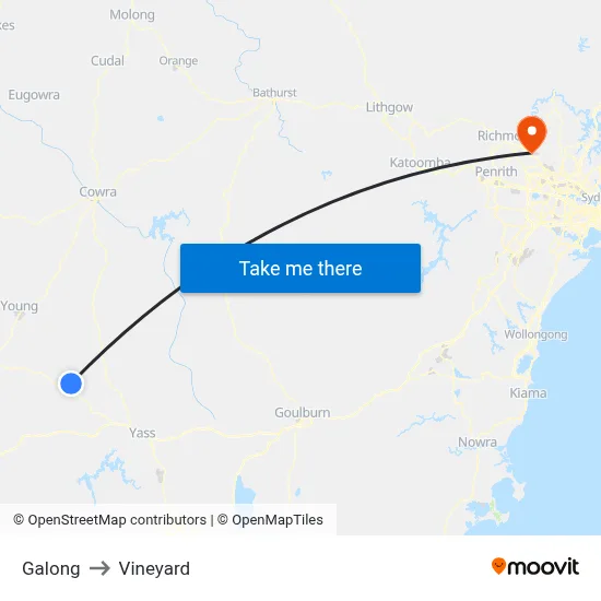 Galong to Vineyard map