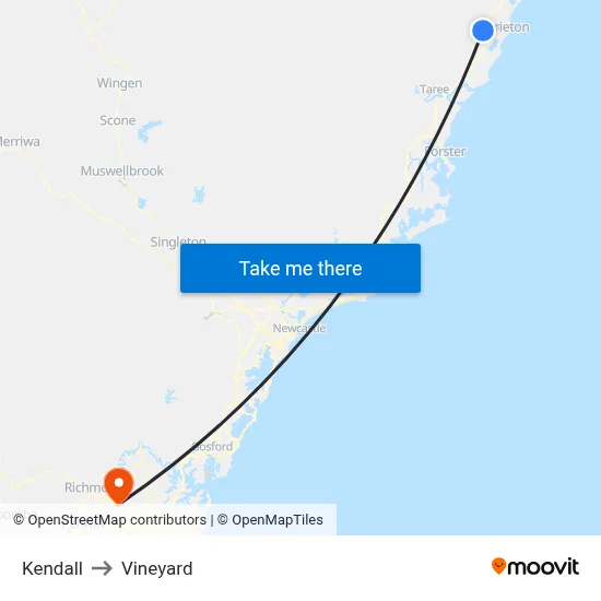 Kendall to Vineyard map