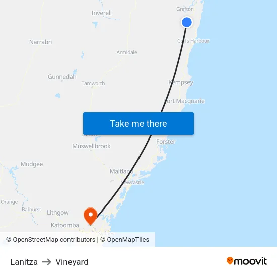 Lanitza to Vineyard map