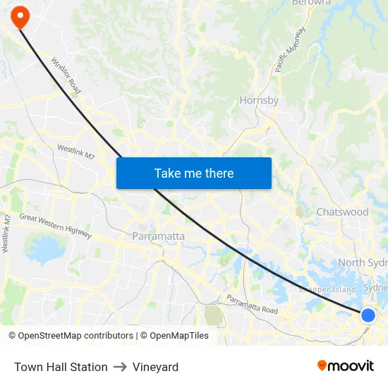 Town Hall Station to Vineyard map