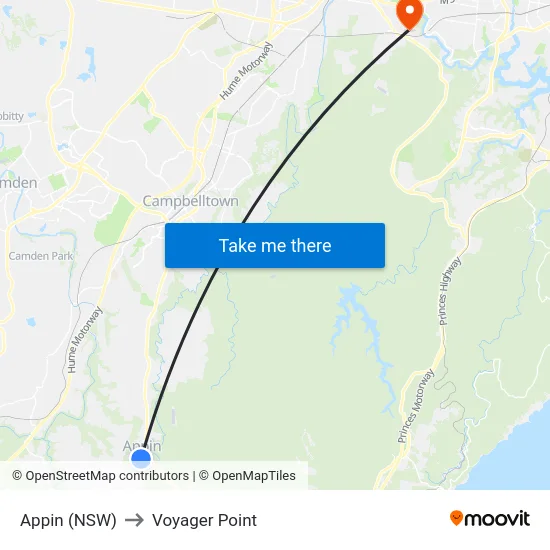 Appin (NSW) to Voyager Point map