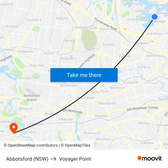 Abbotsford (NSW) to Voyager Point map