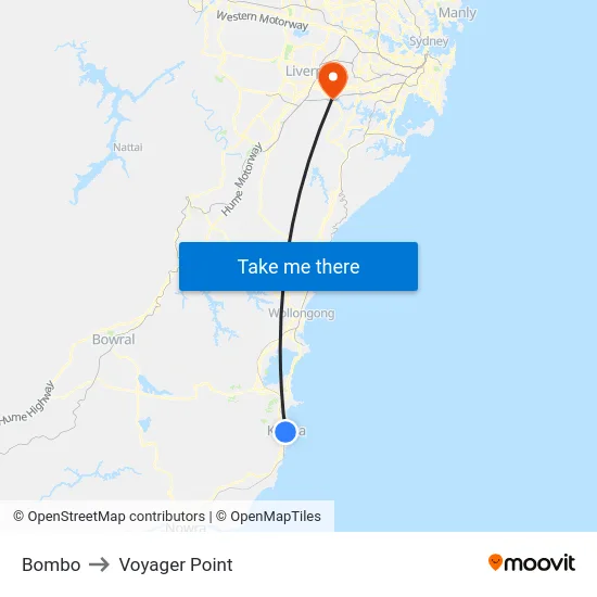 Bombo to Voyager Point map