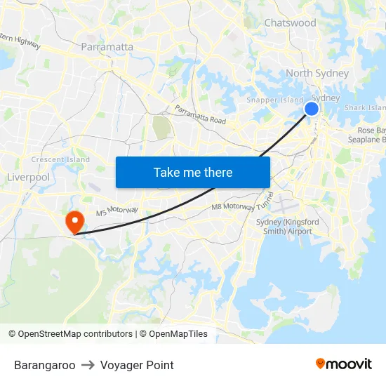 Barangaroo to Voyager Point map