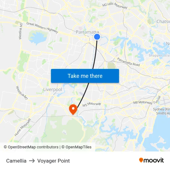 Camellia to Voyager Point map