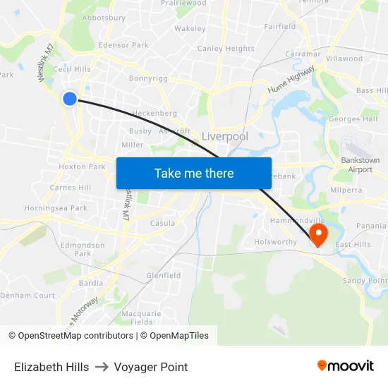 Elizabeth Hills to Voyager Point map