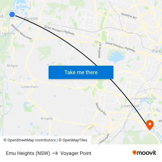 Emu Heights (NSW) to Voyager Point map