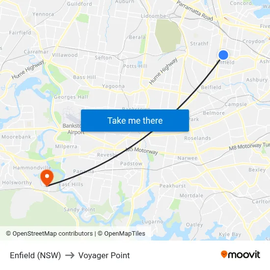 Enfield (NSW) to Voyager Point map