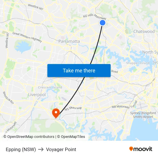 Epping (NSW) to Voyager Point map
