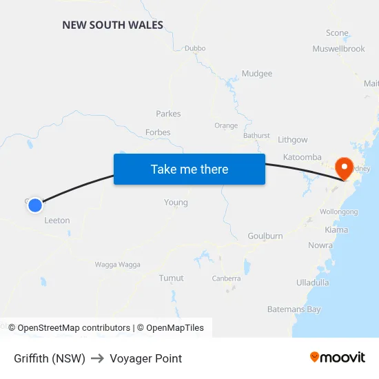 Griffith (NSW) to Voyager Point map